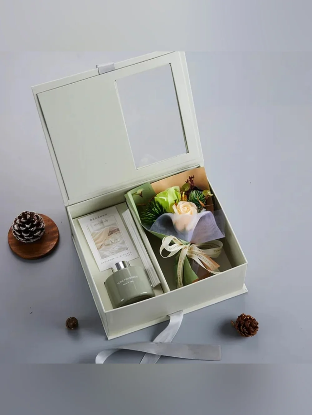 Luxury Gift Box with Reed Diffuser & Soap Flower Bouquet – Lily Of The Valley